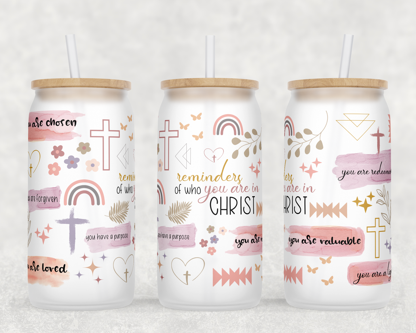 Reminders of Who You Are in Christ 16 oz Libby Glass Tumbler