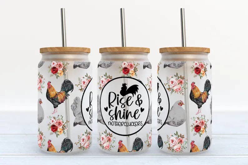 π Rise & Shine Mothercluckers 16 oz Libby Glass Tumbler