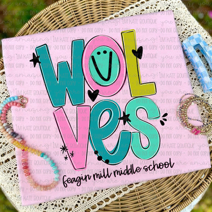 Feagin Mill Middle School Wolves Doodle