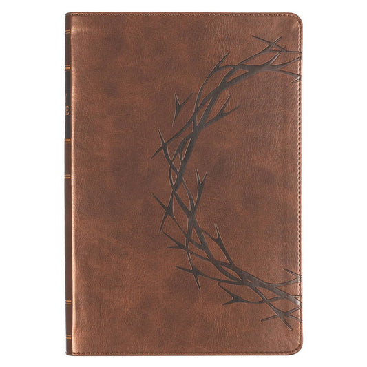 Brown Crown of Thorns Giant Print KJV Bible with Thumb Index