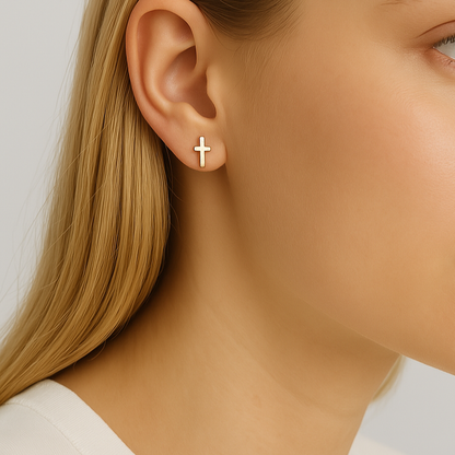 Gold Cross Stud Earrings ✨