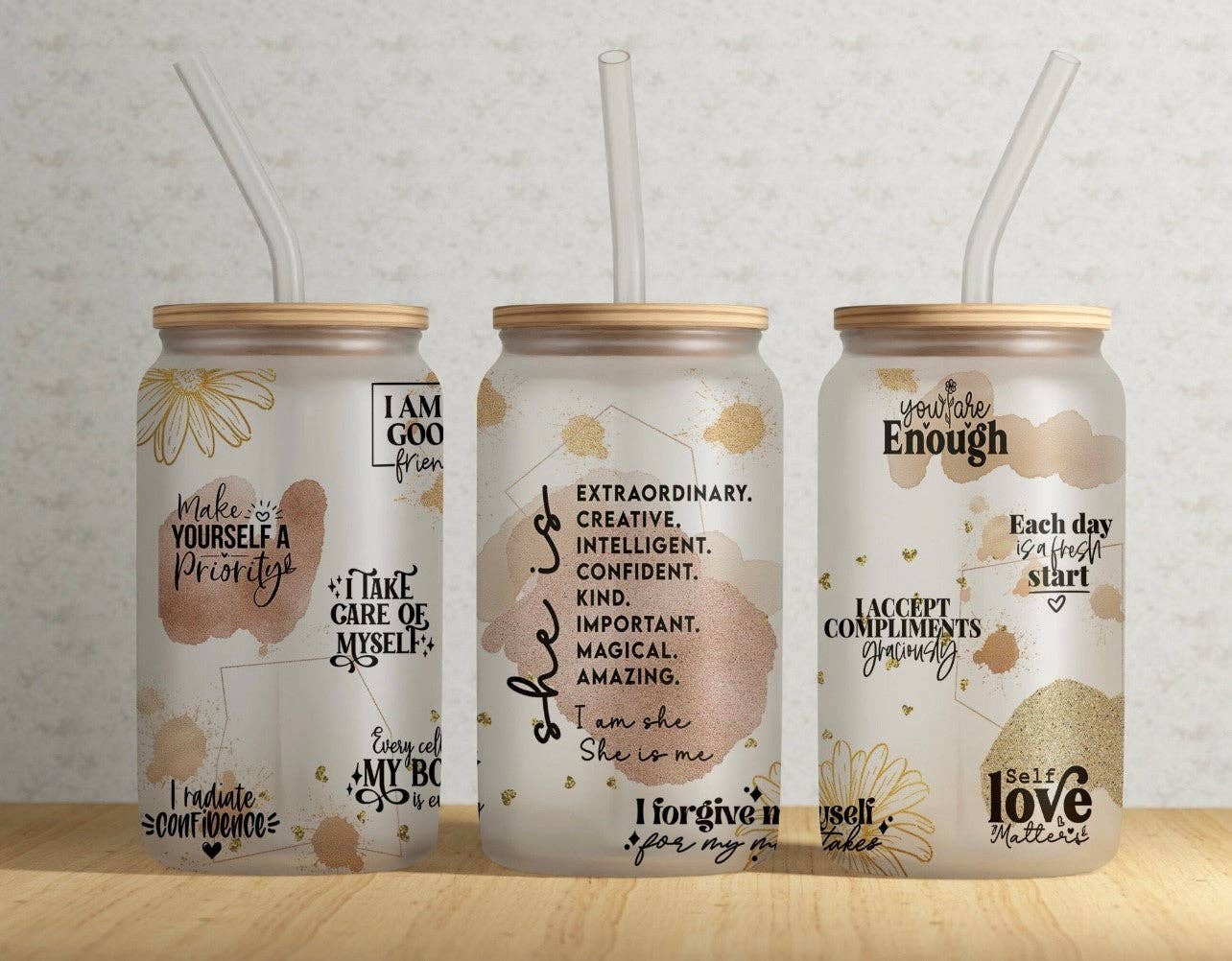 ✨ I Am Enough 16 oz Libby Glass Tumbler