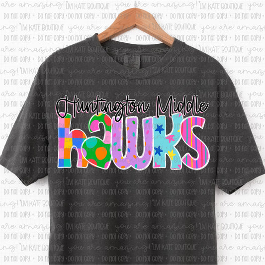 Huntington Middle Hawks Colorful