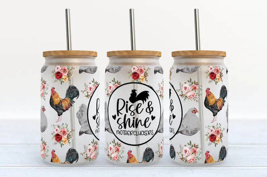 🐓 Rise & Shine Mothercluckers 16 oz Libby Glass Tumbler