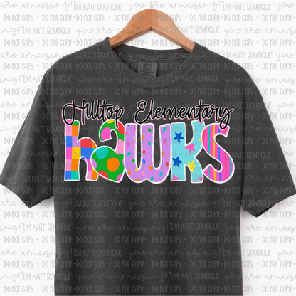 Hilltop Elementary Hawks Colorful