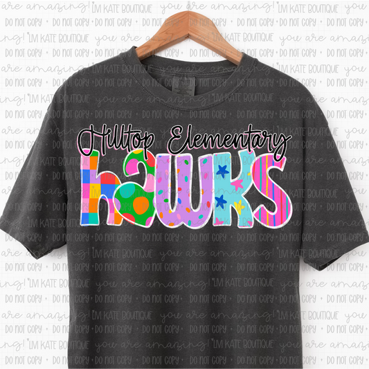 Hilltop Elementary Hawks Colorful