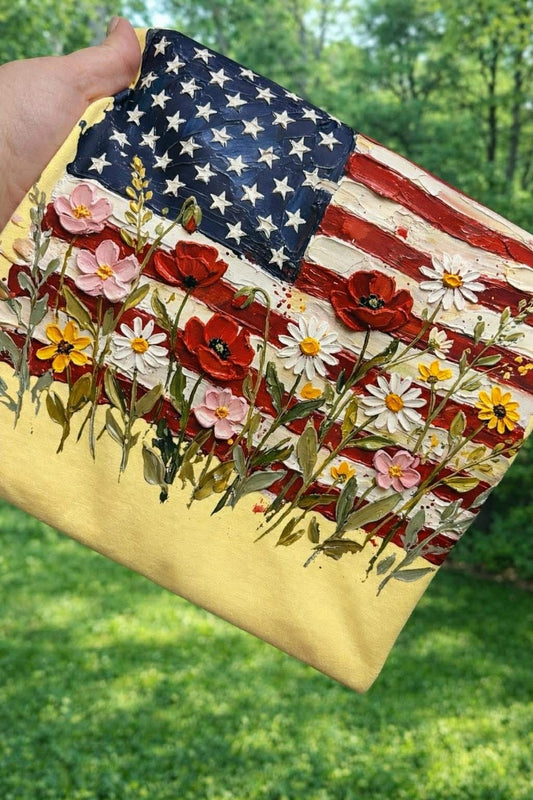 Floral American Flag faux 3d