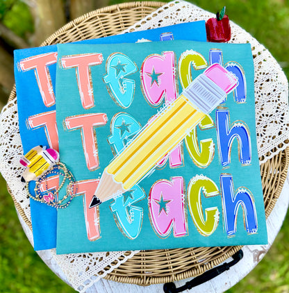 Teach Stacked with Pencil Across