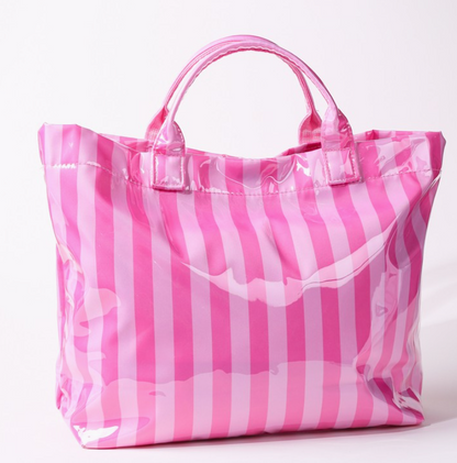 Pastel Stripe Glossy Tote Bag