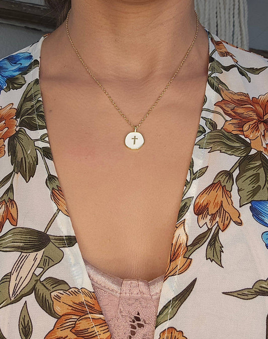Faith Cross Enamel Necklace✨