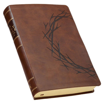 Brown Crown of Thorns Giant Print KJV Bible with Thumb Index