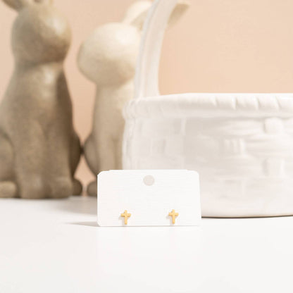 Gold Cross Stud Earrings ✨